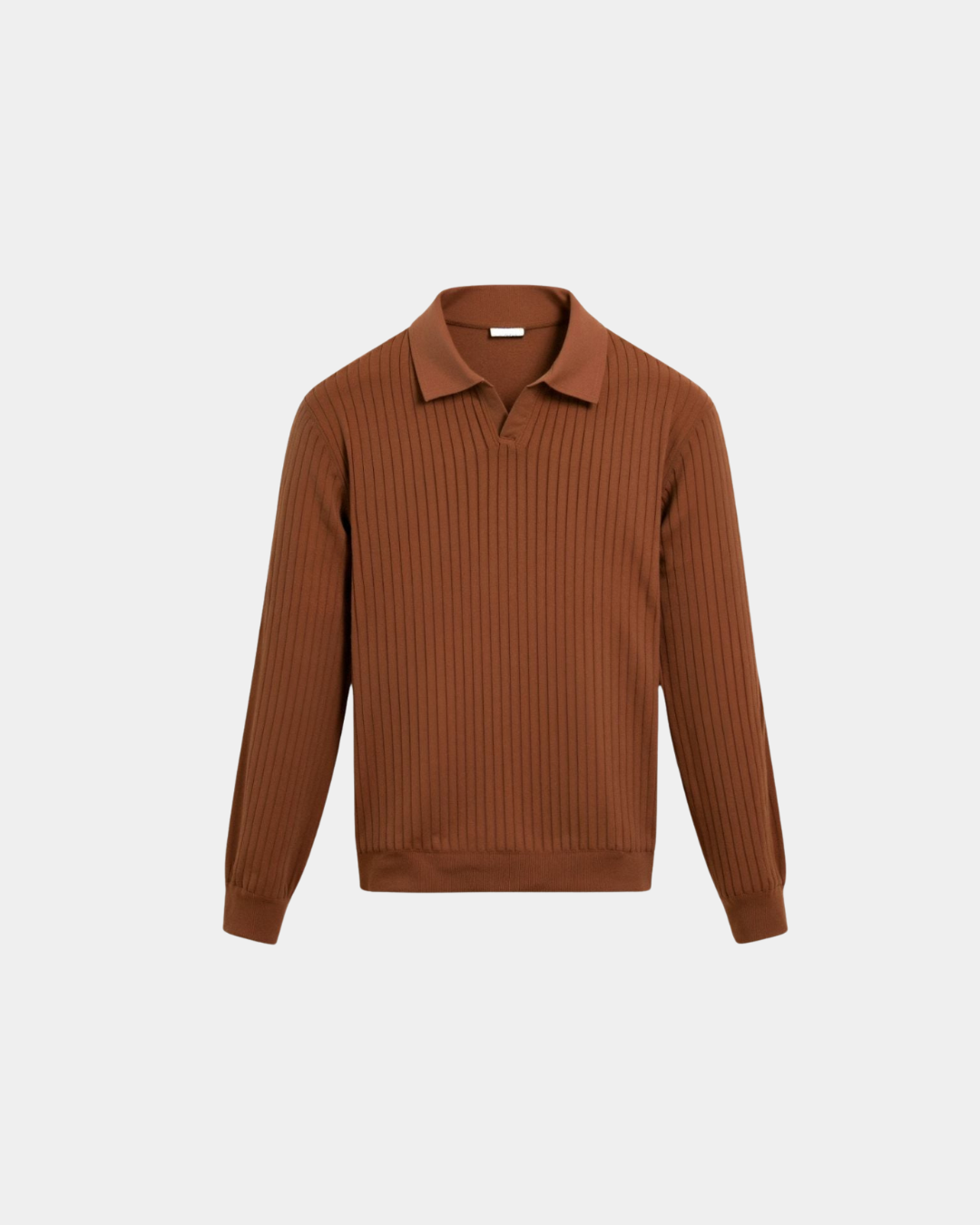 Impetto Ribbed Long-Sleeve Polo Shirt