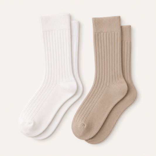 2 Pairs of Ribbed Socks